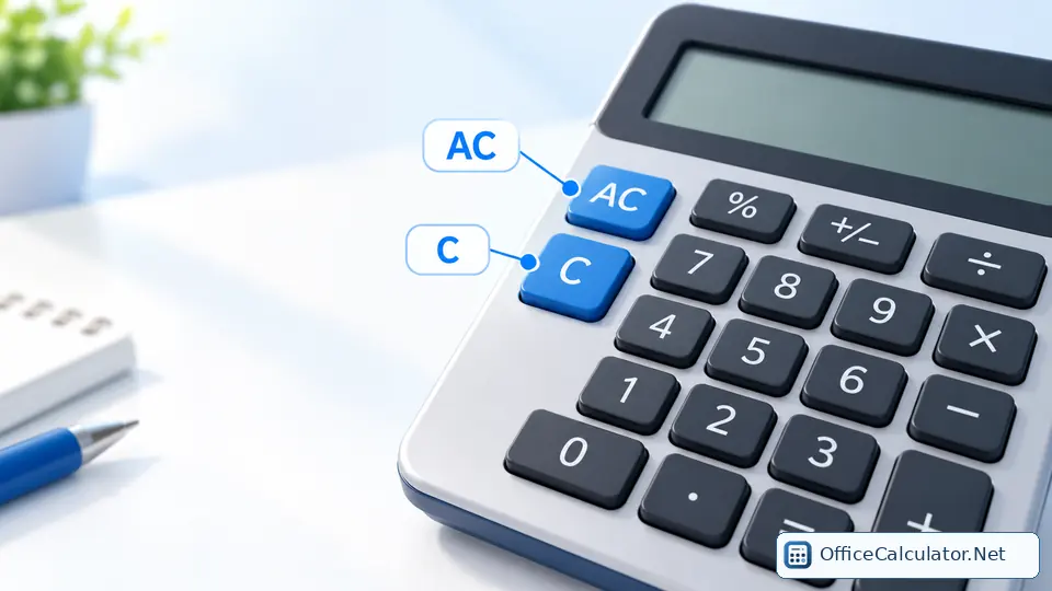 Calculator AC and C clear keys on a ten-key-style keypad