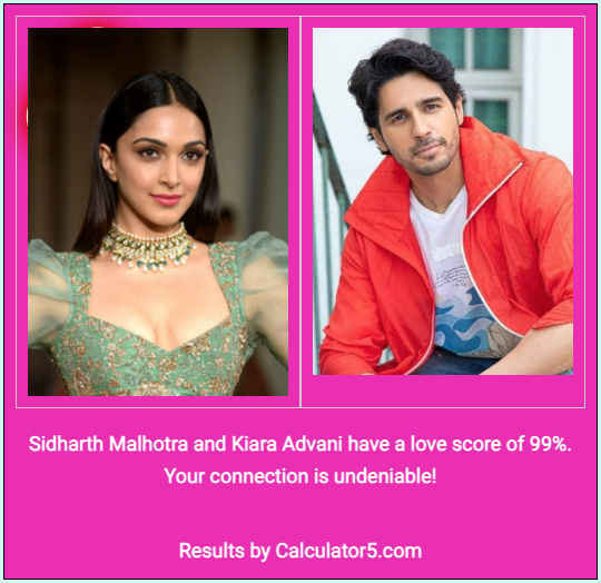 wedding pics of kiara advani and sidharth malhotra with love calculator